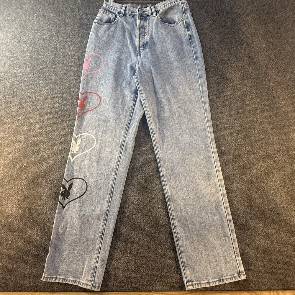 Playboy PacSun Jeans Women's 27 High Rise Straight Leg Bunny Hearts Y2K